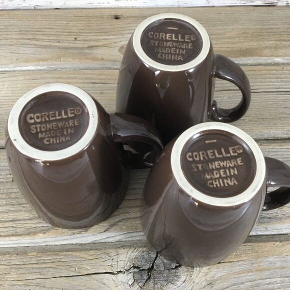 Set of 3 Corelle Coordinates Stoneware Mugs Brown 4" - Picture 9 of 9